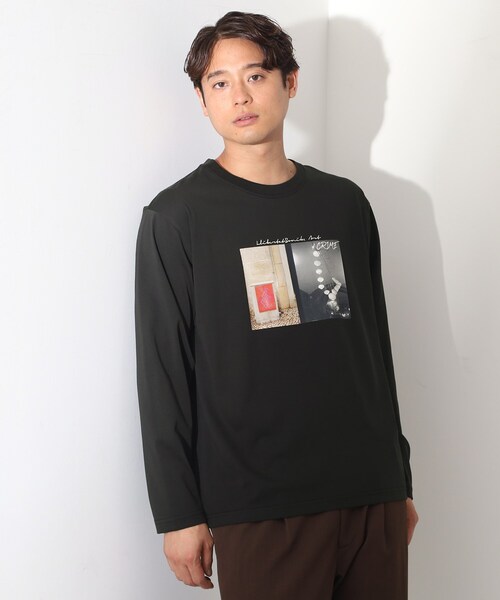 THE SHOP TK （ザ ショップ ティーケー ）の「フォトグラフィック長袖Tシャツ（Tシャツ/カットソー・メンズ・ブラック系/ホワイト系3/オフホワイト/ブラック・04/03/02）」の4枚目の写真