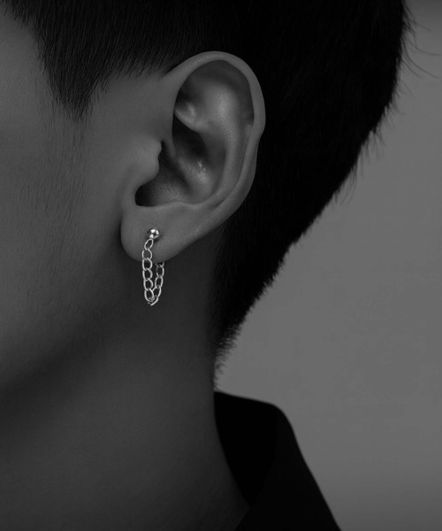 セール】【IZU】 チェーンフープピアス シルバー（ピアス（両耳用