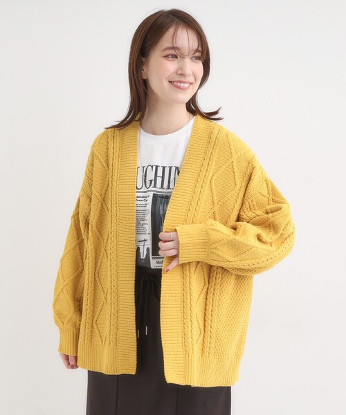 SHOO・LA・RUE(シューラルー)の「【洗濯機可/S-LL】大人の抜け感 ざっくり編み モールケーブルカーディガン【CIRCRIC】(カーディガン/ボレロ・レディース・ブラウン系/イエロー系その他/アイボリー・04/03/02/01)」の18枚目の写真