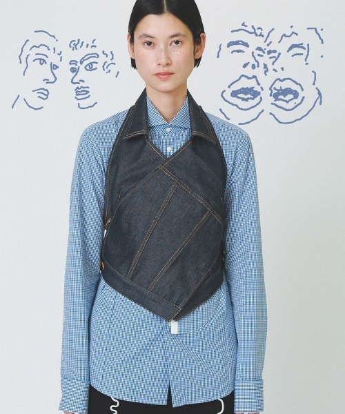 【soduk スドーク】デニム ジレ ベスト セール】cross over denim vest（ベスト）｜soduk（スドーク）の