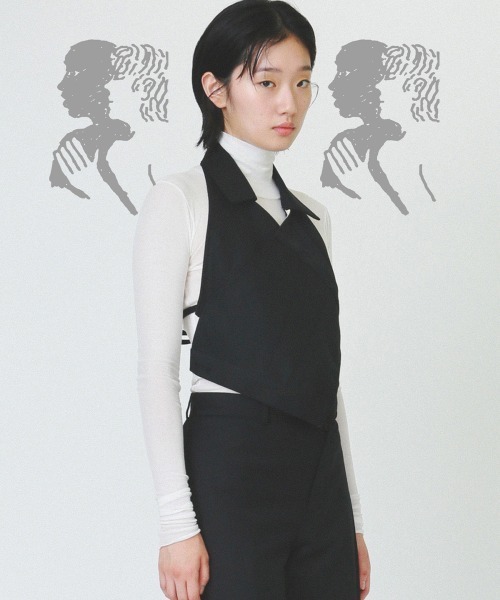 トップス soduk cross over denim vest トップス soduk cross over denim vest トップス soduk cross over