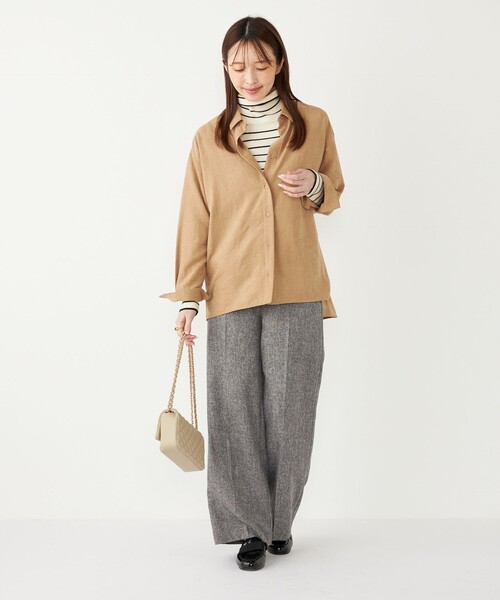 SHIPS Colors（シップス カラーズ）の「SHIPS Colors:〈手洗い可能〉バック サテン オーバー シャツ（シャツ/ブラウス・レディース・ライトブルー/オリーブ/キャメル・ONE SIZE）」の20枚目の写真