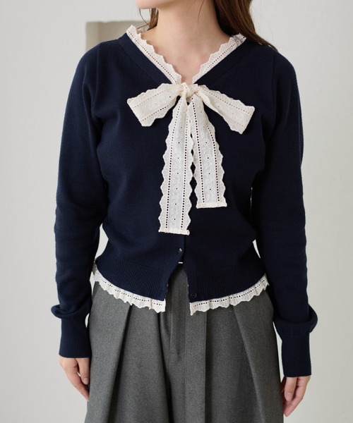 apres jour clair】レースリボンカーディガン（カーディガン/ボレロ