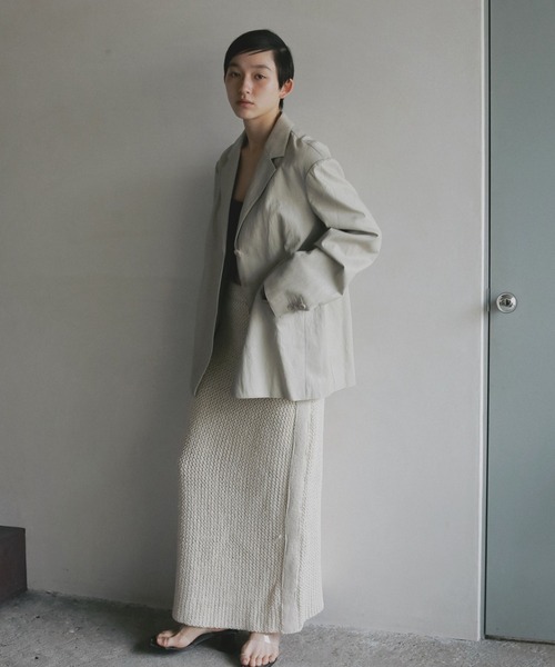 anuke（アンヌーク）の「Ecoleather Tailored Jacket（テーラードジャケット・レディース・ネイビー/アイボリー・36inch/38inch）」の21枚目の写真