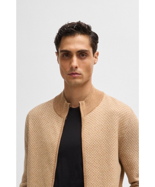 BOSS（ボス）の「ジップアップ ニットカーディガン バージンウール/コットン（ニット/セーター・メンズ・ベージュ・L/XL/M）」の2枚目の写真