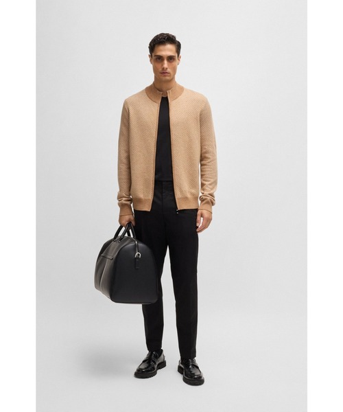 BOSS（ボス）の「ジップアップ ニットカーディガン バージンウール/コットン（ニット/セーター・メンズ・ベージュ・L/XL/M）」の4枚目の写真