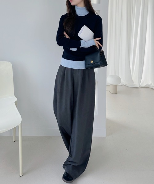 Ada.(エイダ)の「配色 ハイネック ニット プルオーバー(ニット/セーター・レディース・ブラック/ネイビー/ブラウン/グレー・FREE)」の17枚目の写真