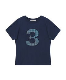 BAUF（バウフ）の「3 logo チェックスリムフィットTシャツ [ネイビー]（Tシャツ/カットソー）」