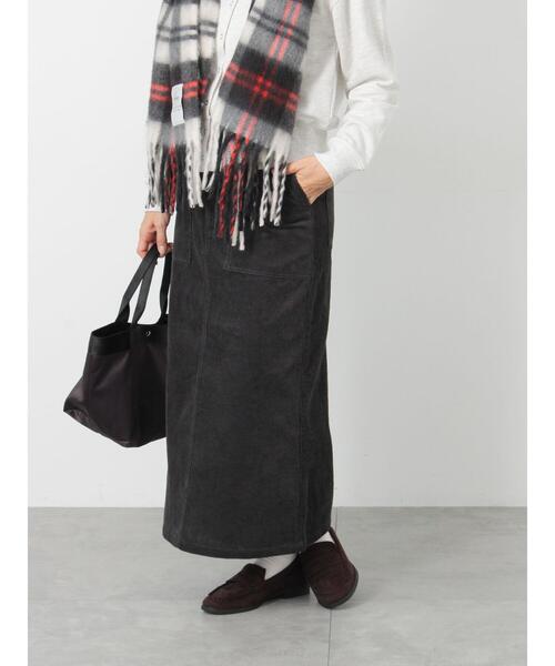 Lugnoncure（ルノンキュール）の「コーデュロイベイカースカート（スカート・レディース・チャコールグレー/ベージュ/オフホワイト・M/L）」の2枚目の写真