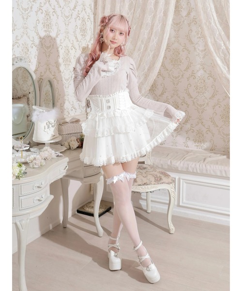 お嬢さんバックレースアップフレアスリーブカットソー（Tシャツ