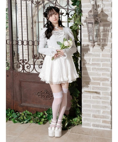 お嬢さんバックレースアップフレアスリーブカットソー（Tシャツ