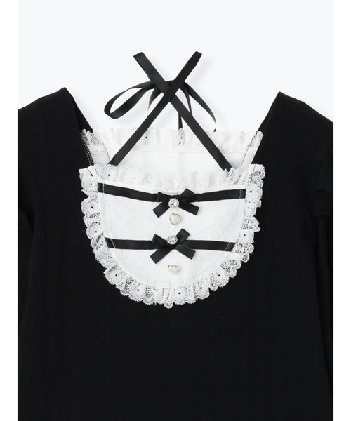 お嬢さんバックレースアップフレアスリーブカットソー（Tシャツ