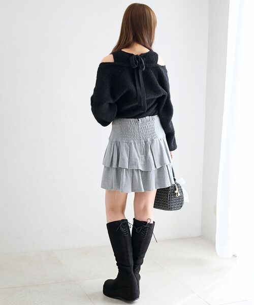 MAJESTIC LEGON(マジェスティックレゴン)の「オープンショルダーカシュクールニット(ニット/セーター・レディース・アイボリー/ブラック/ピンク・MEDIUM)」の20枚目の写真