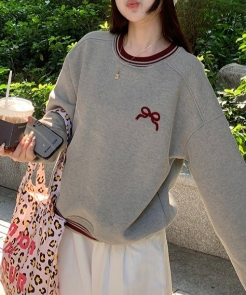 Vipoa(ヴィポア)の「リボン刺繍リンガースウェット(スウェット・レディース・グレー・FREE)」の9枚目の写真