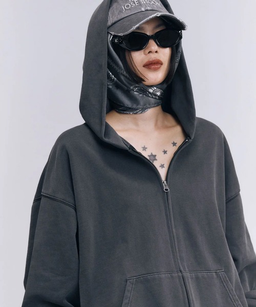 JOSEMOON/ジョゼムーン】OVERDYE ZIP HOODIE/オーバーサイズジップ
