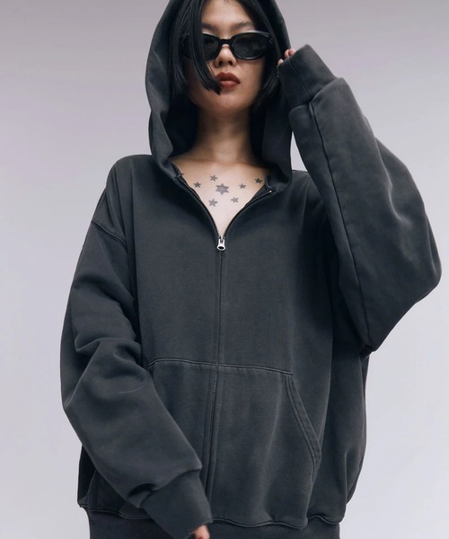 JOSEMOON/ジョゼムーン】OVERDYE ZIP HOODIE/オーバーサイズジップ