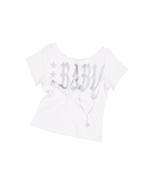 SETUP-EXE(セットアップイーエックスイー)の「BABY WIDE NECK TOP / WHITE(Tシャツ/カットソー・レディース・その他・OS)」の2枚目の写真