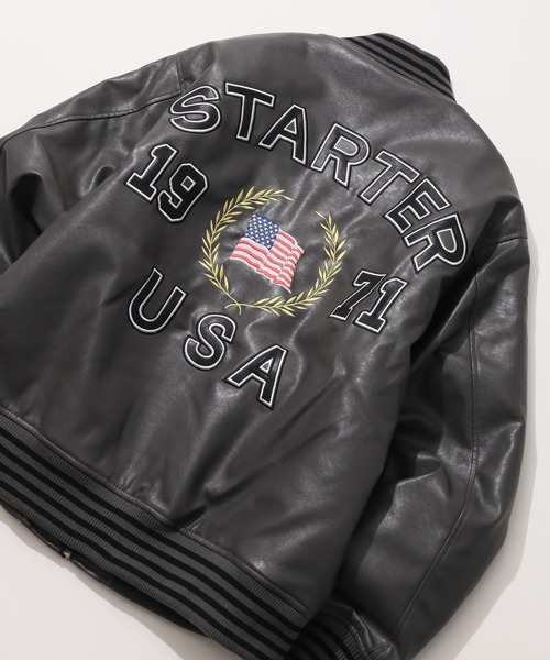 STARTER BLACK LABEL（スターターブラックレーベル）の「【STARTER /スターター】フェイクレザー 中綿 スタジャン（スタジャン・メンズ・ブラウン/ブラック/グレー・M/LL/L）」の9枚目の写真