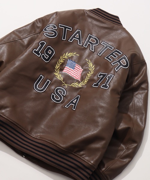 STARTER BLACK LABEL（スターターブラックレーベル）の「【STARTER /スターター】フェイクレザー 中綿 スタジャン（スタジャン・メンズ・ブラウン/ブラック/グレー・M/LL/L）」の11枚目の写真