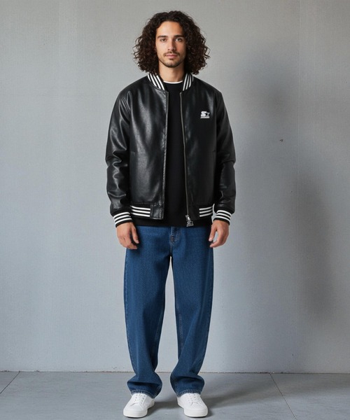 STARTER BLACK LABEL（スターターブラックレーベル）の「【STARTER /スターター】フェイクレザー 中綿 スタジャン（スタジャン・メンズ・ブラウン/ブラック/グレー・M/LL/L）」の22枚目の写真