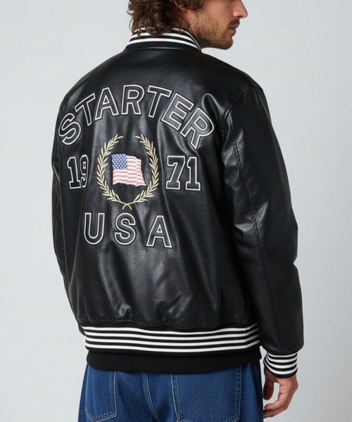 STARTER BLACK LABEL（スターターブラックレーベル）の「【STARTER /スターター】フェイクレザー 中綿 スタジャン（スタジャン・メンズ・ブラウン/ブラック/グレー・M/LL/L）」の21枚目の写真