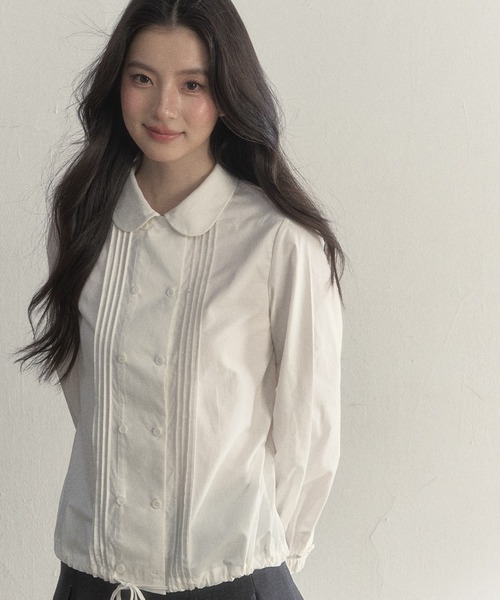 SunsetPark(サンセットパーク)の「ドローストリング ピンタックシャツ SP25a023【SunsetPark】【2025AW】(シャツ/ブラウス・レディース・ベージュ系/ホワイト・L/M/S)」の10枚目の写真