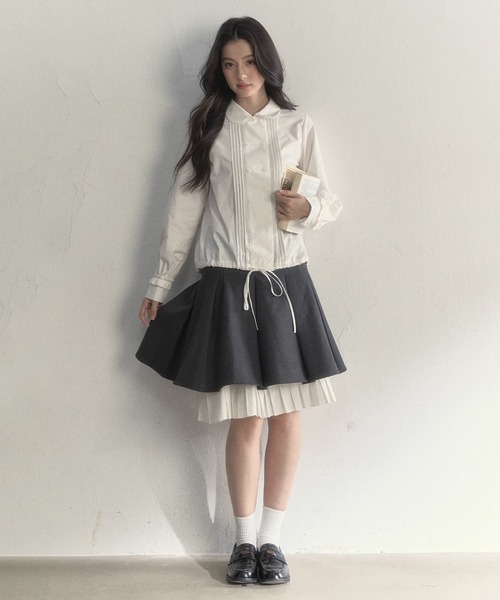 SunsetPark(サンセットパーク)の「ドローストリング ピンタックシャツ SP25a023【SunsetPark】【2025AW】(シャツ/ブラウス・レディース・ベージュ系/ホワイト・L/M/S)」の11枚目の写真