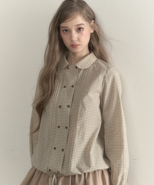 SunsetPark(サンセットパーク)の「ドローストリング ピンタックシャツ SP25a023【SunsetPark】【2025AW】(シャツ/ブラウス・レディース・ベージュ系/ホワイト・L/M/S)」の13枚目の写真