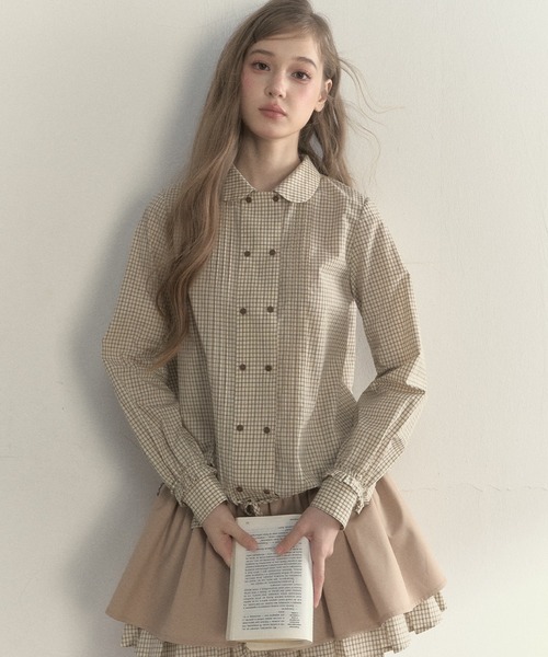 SunsetPark(サンセットパーク)の「ドローストリング ピンタックシャツ SP25a023【SunsetPark】【2025AW】(シャツ/ブラウス・レディース・ベージュ系/ホワイト・L/M/S)」の14枚目の写真