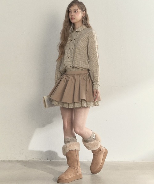 SunsetPark(サンセットパーク)の「ドローストリング ピンタックシャツ SP25a023【SunsetPark】【2025AW】(シャツ/ブラウス・レディース・ベージュ系/ホワイト・L/M/S)」の18枚目の写真