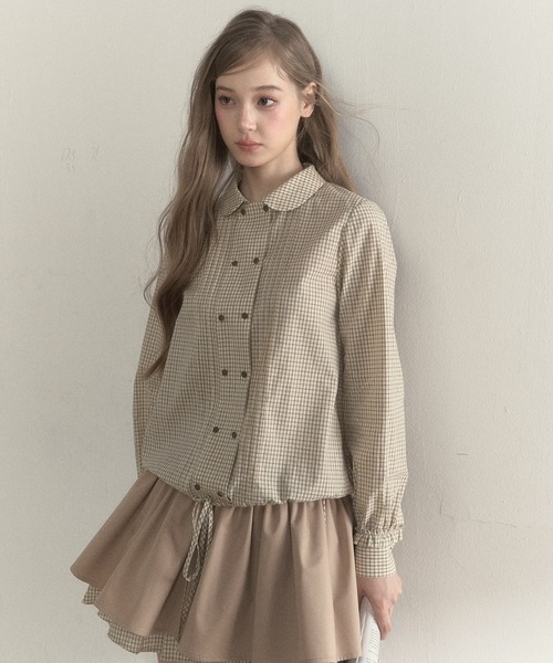 SunsetPark(サンセットパーク)の「ドローストリング ピンタックシャツ SP25a023【SunsetPark】【2025AW】(シャツ/ブラウス・レディース・ベージュ系/ホワイト・L/M/S)」の19枚目の写真