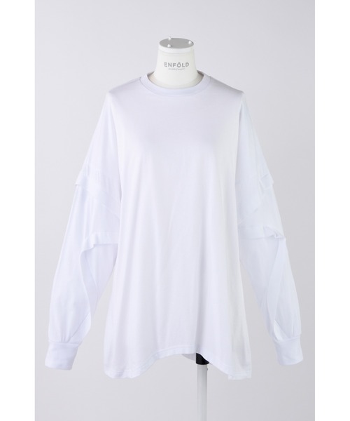 ENFOLD(エンフォルド)の「天竺 Curve シームロンT(Tシャツ/カットソー・レディース・ホワイト/ブラック/ダークグレー・38)」の1枚目の写真