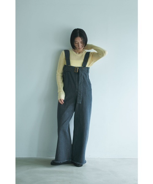 marjour(マージュール)の「DENIM SALOPETTE PANTS(サロペット/オーバーオール・レディース・ブラック・M)」の2枚目の写真