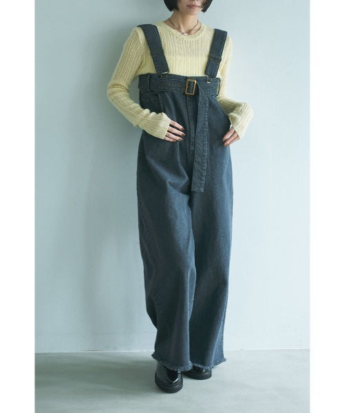 marjour(マージュール)の「DENIM SALOPETTE PANTS(サロペット/オーバーオール・レディース・ブラック・M)」の6枚目の写真