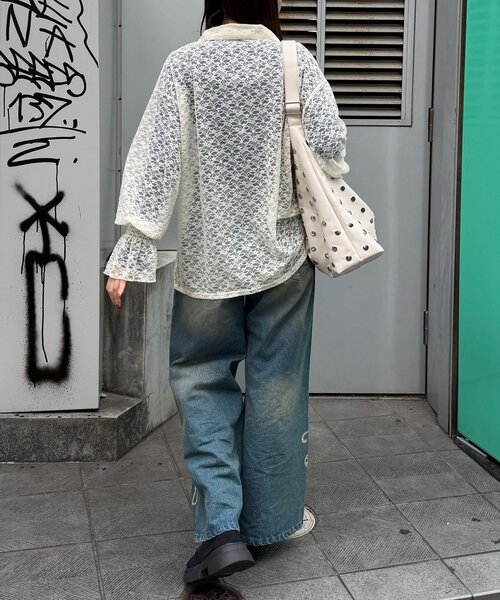 CIAOPANIC（チャオパニック）の「襟付きレースリボンカーディガン（シャツ/ブラウス・レディース・アイボリー/ブラック/ホワイト・ONE SIZE）」の13枚目の写真