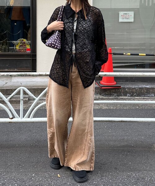 CIAOPANIC（チャオパニック）の「襟付きレースリボンカーディガン（シャツ/ブラウス・レディース・アイボリー/ブラック/ホワイト・ONE SIZE）」の8枚目の写真