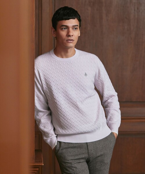 セール】ミニケーブル柄 クルーネックセーター（ニット/セーター