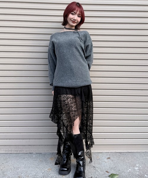 DAESE TOKYO(デセトウキョウ)の「『DAESE TOKYO/デセトウキョウ』杢ストレッチオフショルチョーカー付きプルオーバー(ニット/セーター・レディース・アイボリー/ブラック/チャコールグレー・FREE)」の19枚目の写真
