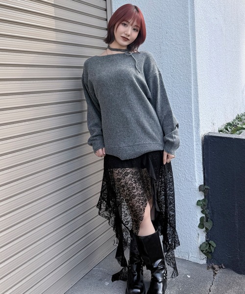 DAESE TOKYO(デセトウキョウ)の「『DAESE TOKYO/デセトウキョウ』杢ストレッチオフショルチョーカー付きプルオーバー(ニット/セーター・レディース・アイボリー/ブラック/チャコールグレー・FREE)」の17枚目の写真