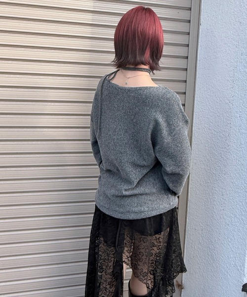 DAESE TOKYO(デセトウキョウ)の「『DAESE TOKYO/デセトウキョウ』杢ストレッチオフショルチョーカー付きプルオーバー(ニット/セーター・レディース・アイボリー/ブラック/チャコールグレー・FREE)」の16枚目の写真