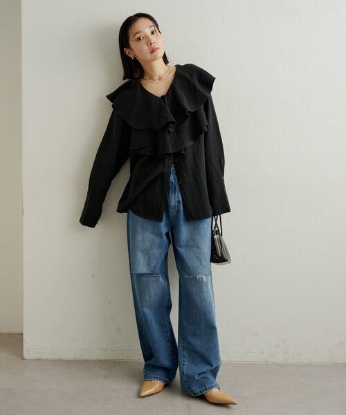 Omekashi（オメカシ）の「ダメージデニムパンツ（デニムパンツ・レディース・オフホワイト/ブルー・36/38）」の20枚目の写真