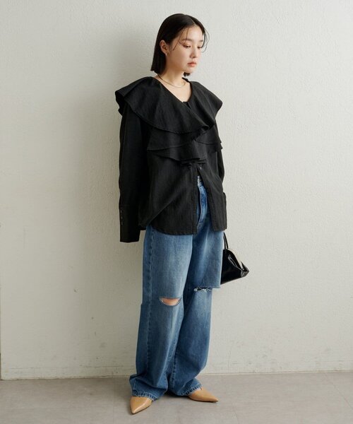 Omekashi（オメカシ）の「ダメージデニムパンツ（デニムパンツ・レディース・オフホワイト/ブルー・36/38）」の19枚目の写真