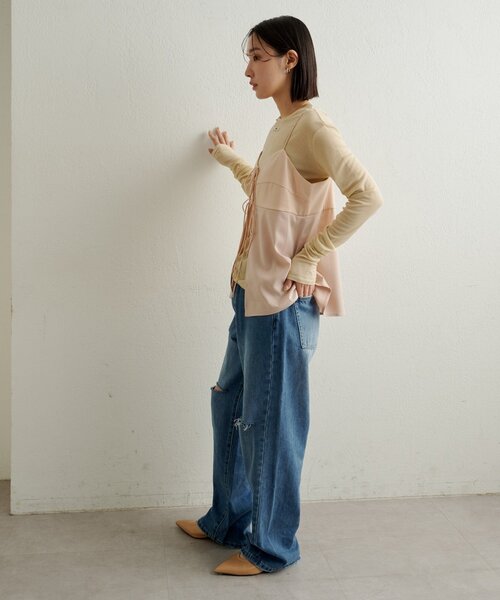 Omekashi（オメカシ）の「ダメージデニムパンツ（デニムパンツ・レディース・オフホワイト/ブルー・36/38）」の14枚目の写真