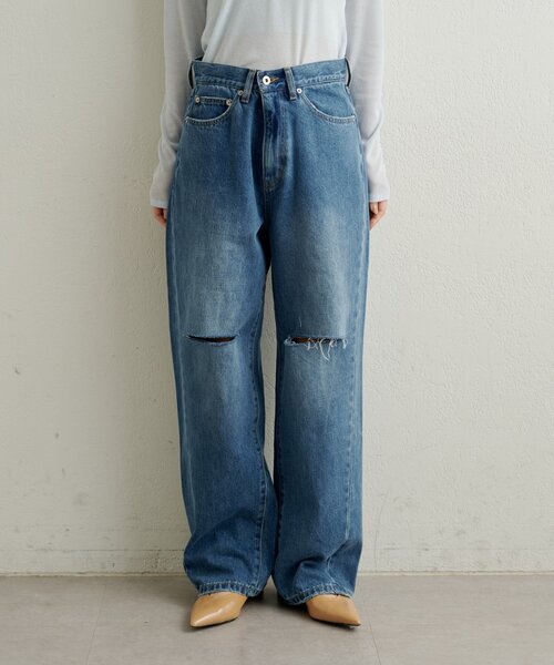 Omekashi（オメカシ）の「ダメージデニムパンツ（デニムパンツ・レディース・オフホワイト/ブルー・36/38）」の11枚目の写真