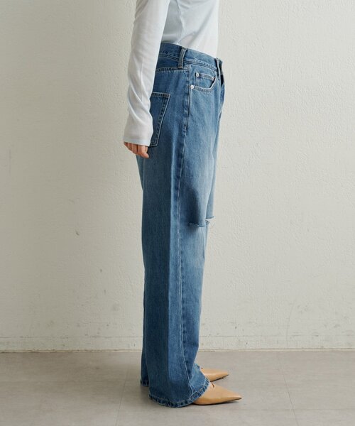 Omekashi（オメカシ）の「ダメージデニムパンツ（デニムパンツ・レディース・オフホワイト/ブルー・36/38）」の10枚目の写真