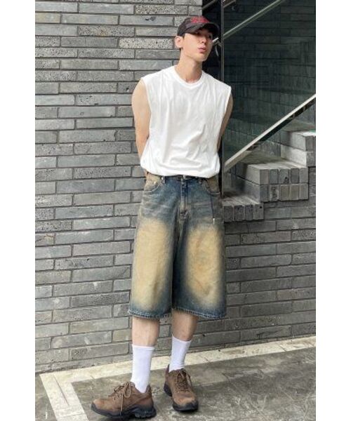 BASEMOMENT(ベースモーメント)の「ウォッシュドバミューダデニムパンツサンドブルー(その他パンツ・メンズ・その他・LARGE/MEDIUM/X-LARGE)」の8枚目の写真