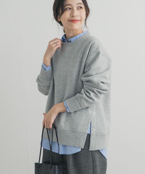 URBAN RESEARCH DOORS（アーバンリサーチドアーズ）の「『一部WEB限定カラー』『UR TECH』裏起毛サイド釦スウェット（スウェット・レディース・ネイビー/ベージュ系その他/キャメル/グレー・MEDIUM）」の12枚目の写真