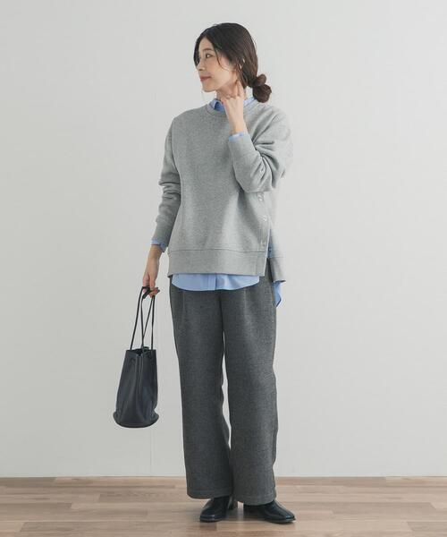 URBAN RESEARCH DOORS（アーバンリサーチドアーズ）の「『一部WEB限定カラー』『UR TECH』裏起毛サイド釦スウェット（スウェット・レディース・ネイビー/ベージュ系その他/キャメル/グレー・MEDIUM）」の7枚目の写真