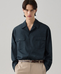 ルークツーポケットオープンカラーシャツ[NAVY]