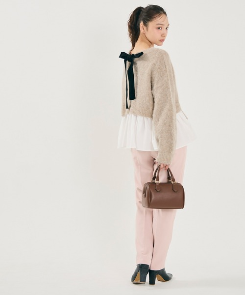 coca(coca)(コカ)の「バックリボン異素材ドッキングニットトップス(ニット/セーター・レディース・ライトベージュ/ライトグレー・L/M)」の11枚目の写真